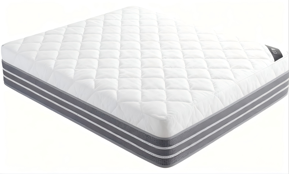 Xiangmian 818 mattress with a white quilted top and grey horizontal side trim